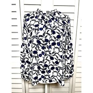 Rose & Olive Floral Balloon Sleeve Keyhole Neck Top Women's Size Small